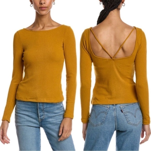 Project Social T Miniah Scoop Back Ribbed Long Sleeve Top Size M - Picture 1 of 7